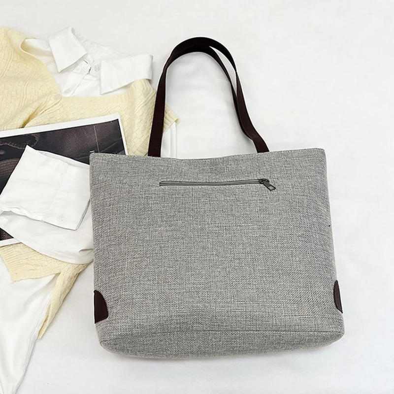 New Large Capacity Canvas Handbag for Commuting Office Women's Shopper Tote Bag College Student Shoulder Bag Books Pack