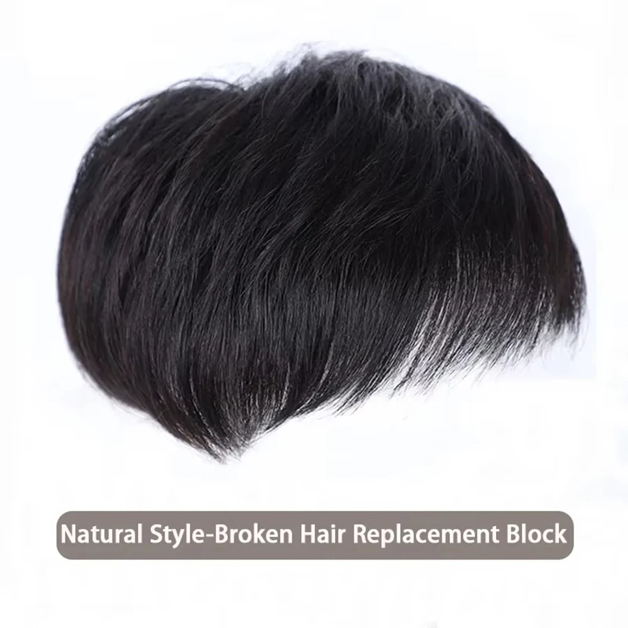 Synthetic Men Hair Toupee Fine Mono Men's Wig Durable Capillary Prosthesis Handmade Mens Wigs Tupee System 130% Density