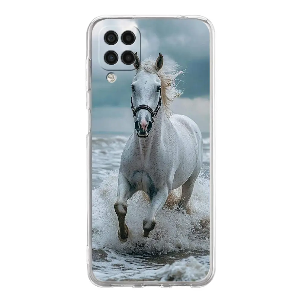 Black and White Galloping Horses Phone Case Cover