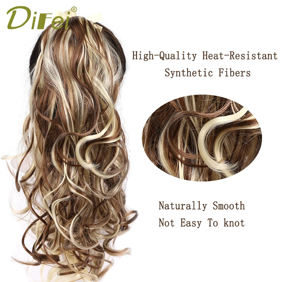 Fake Hair Extensions DIFEI Women's Synthetic Long Wavy Ponytail Clip in High Temperature Fiber Natural Wrap Around
