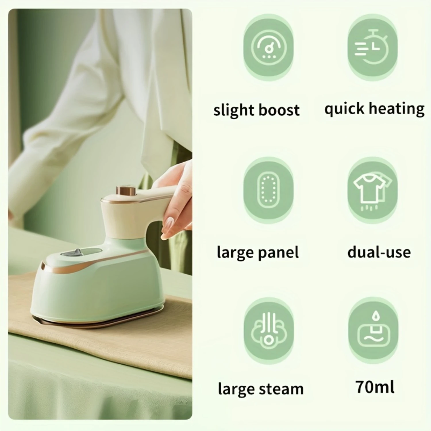 1pc, Portable Mini Ironing Machine-180&deg;Rotatable Handheld Steam Iron For Travel-Foldable And Professional Essential Cloth
