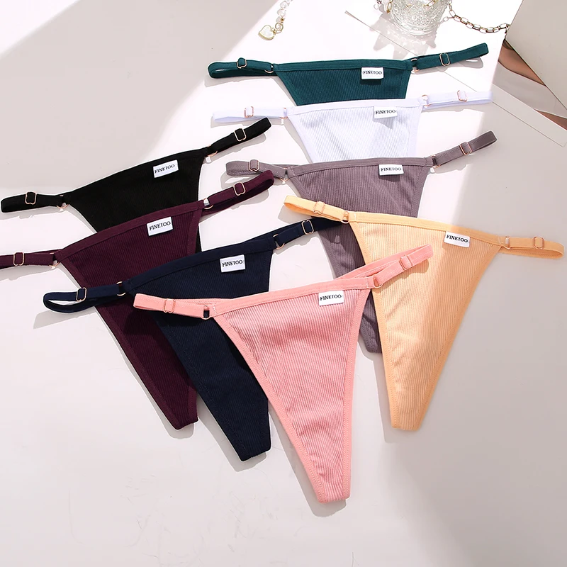 1PC-Cotton-Thongs-Woman-Sexy-Adjustable-Waist-G-string-Finetoo-Solid-Underwear-Seamless-Femlae