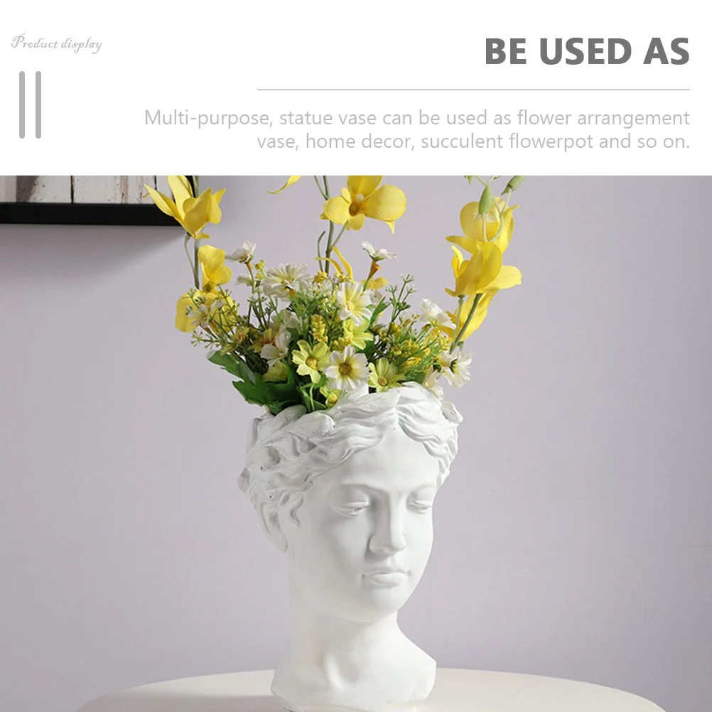 

Flowerpot Office Decor Desktop Vase Succulent Decorative Head Shape Sculpture Planter Resin Tabletop Shaped Statue