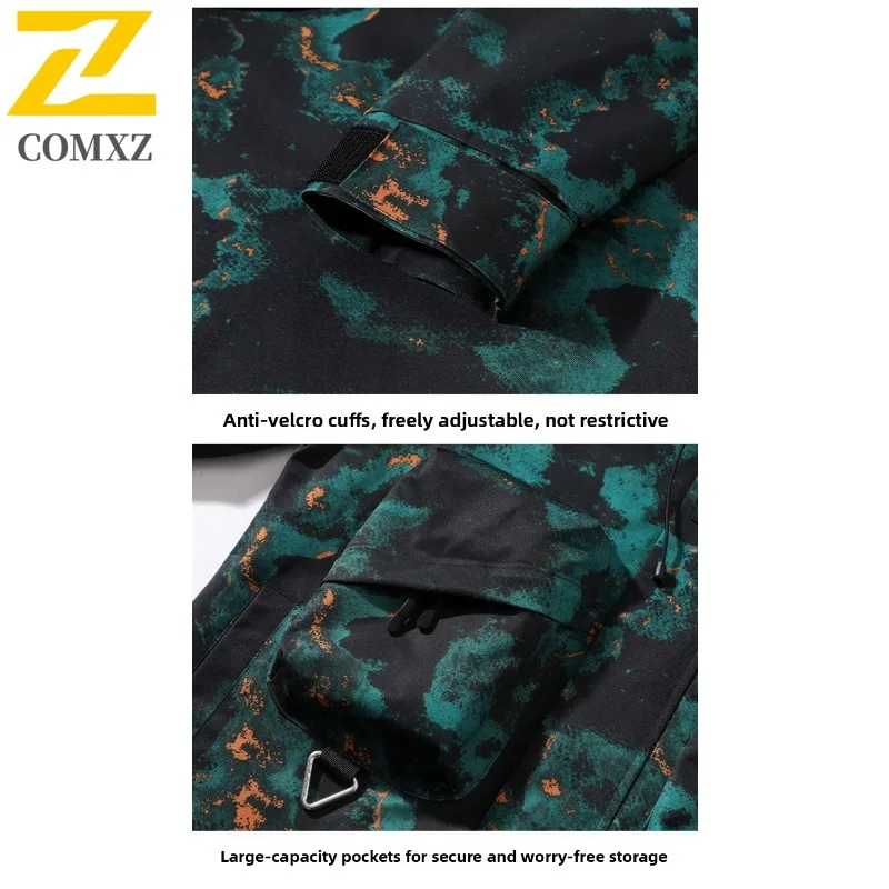 COMXZ Casual High Quality Mens Jacket Hooded Outdoor Camping Multi Functional Windbreaker Daily Style Autumn Clothing