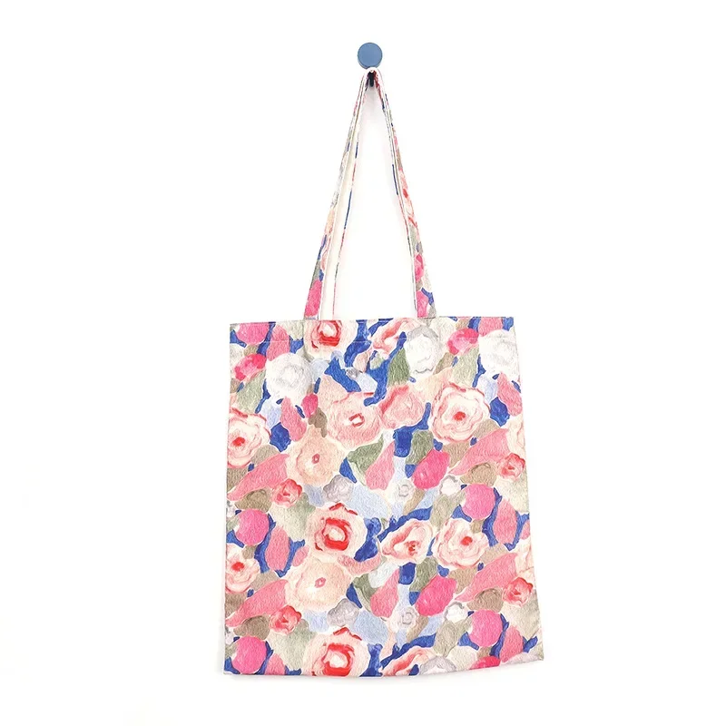 

Summer leisure net red ins style oil painting printed shoulder bag art fan students travel open Tote cloth bag
