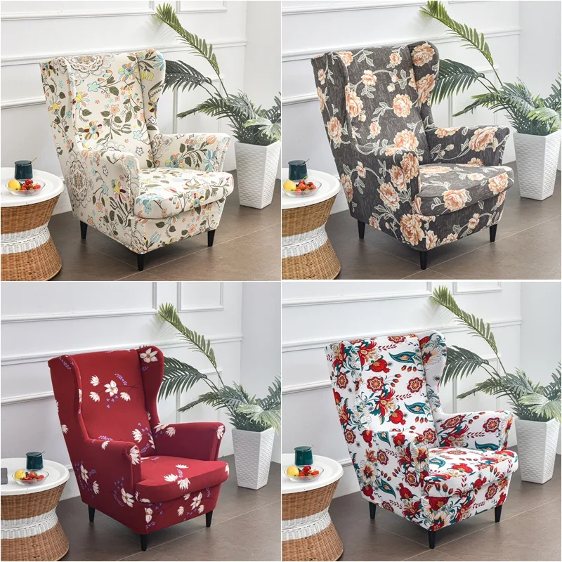Floral Wingback Chair Cover Furniture Protector Cover Printed Cover