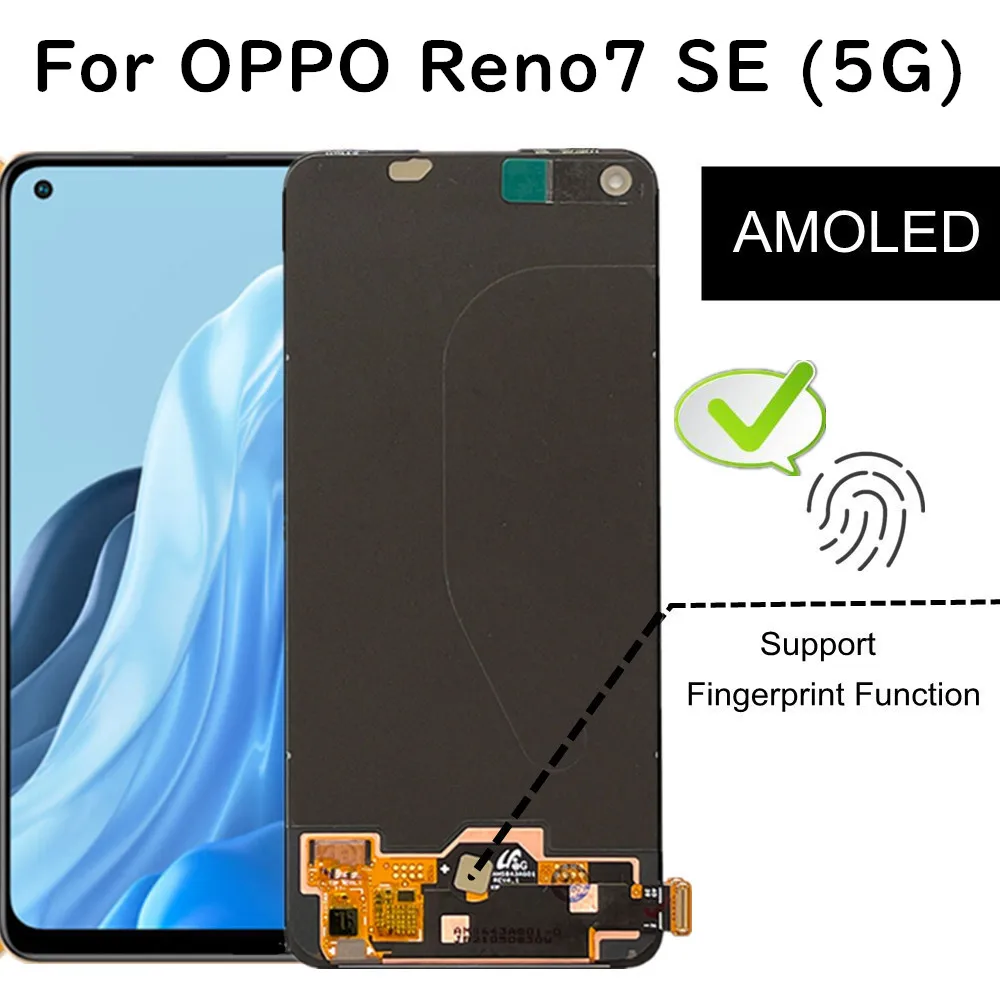 

6.4" AMOLED For OPPO Reno7 SE 5G PFCM00 LCD Display Touch Screen Assembly Replacement Accessory