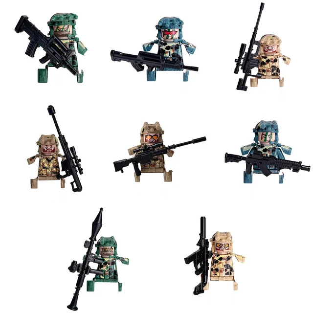 Military Special Forces Building Block Sets SWAT Ghost Commando Police Soldiers Army Action FiguresGun Weapons Bricks Kids Toy B 6