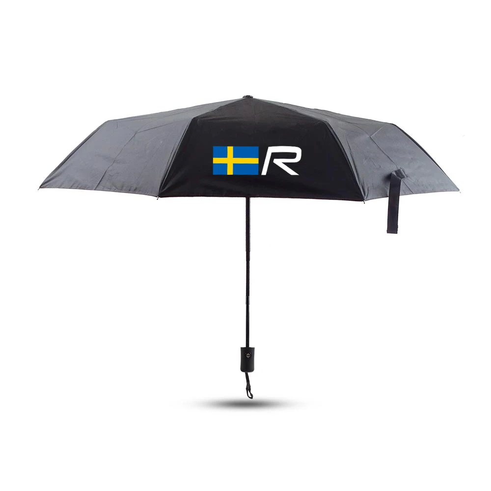 For Volvo Rdesign Swedish Flag Windproof Automatic Foldable Umbrella Car Emblem Rain Parasol Sunshade Paraguas Accessories