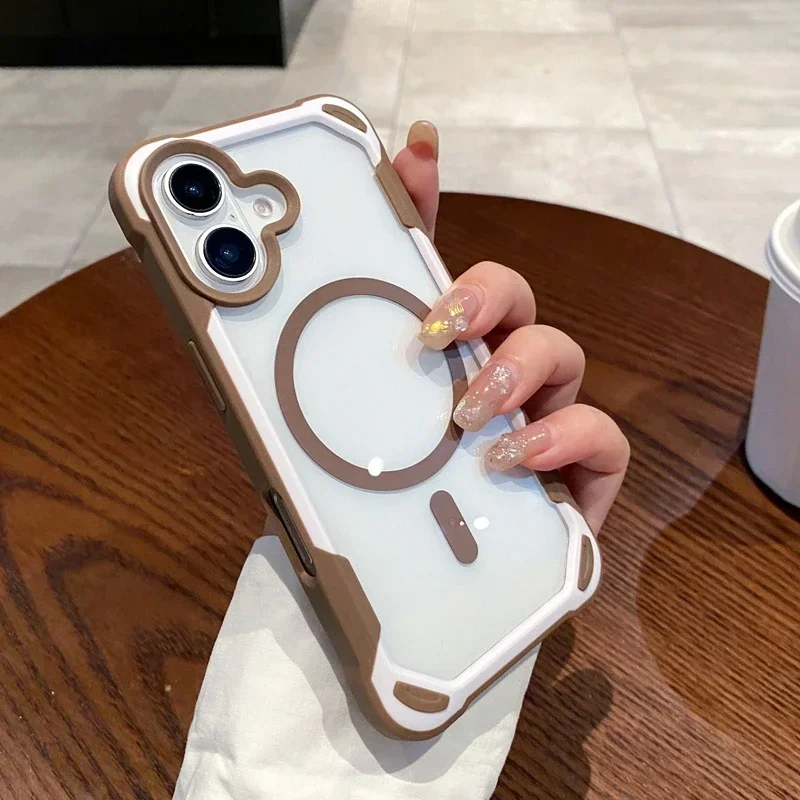Luxury Armor Magnetic Clear Hard Bumper Phone Case - Dual Color Design