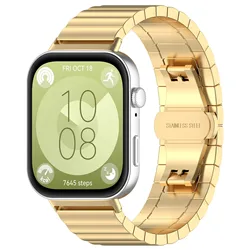 Premium Stainless Steel Smartwatch Band - 20mm Metal Bracelet Strap for Huawei Fit 3 - 4 - 4 pro (Gold)