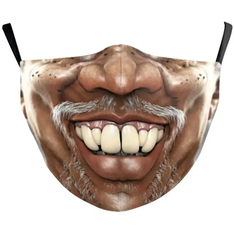 Adults Comical Printed Cotton Blend Face Masks - Fashionable Facial Expressions