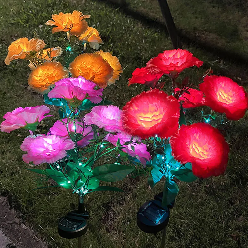 7 Heads Carnation Outdoor LED Solar Light Garden Flower Waterproof Decorative Solar Powered Yard Lawn Pathway Wedding