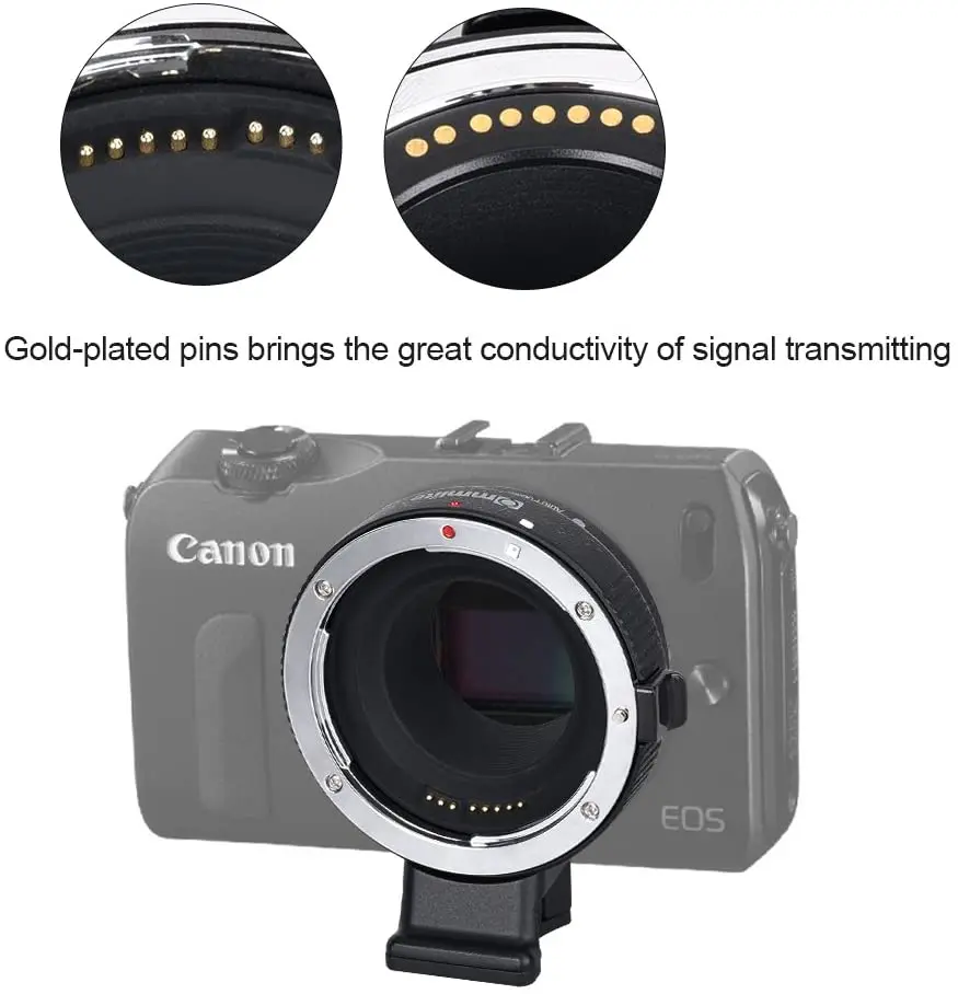 Adaptador de Montagem de Lente de Foco Automático Commlite Cm-ef-eos m para Lente ef Ef-s para Canon Eos m Montagem Ef-m Anel Conversor de Lente de Câmera sem Espelho para Canon Eos m1 m2 m3 m5 m6 M10 M50 M100 - Image 5