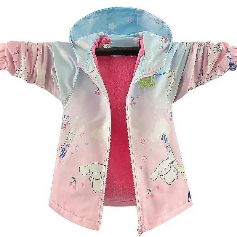 Cinnamoroll Jackets Anime Kawaii Windproof Sportswear Outdoor Baseball Uniform Casual Hooded