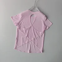 Vêtements de Yoga pour femmes, chemisier à manches courtes, croix creuse, maille fine, beau dos, chemises extérieures, Slim, Fitness, haut de sport 3