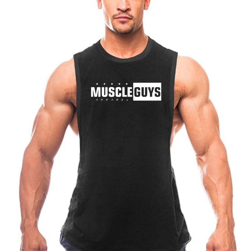 Mesh Gewoon Gym Tank Top Mannen Open Side Spier Mouwloos Shirt Workout Stringer Kleding Bodybuilding Singlets Fitness Vest