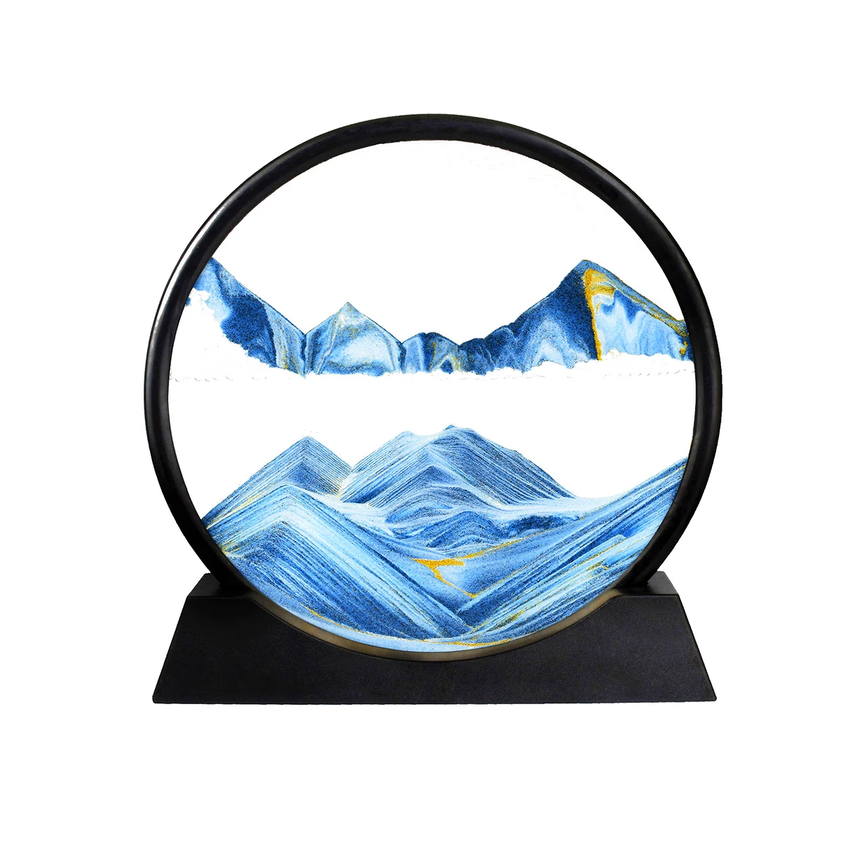 360 Rotatable Quicksand Painting Moving Sand Art Flowing 3D Landscape Deep Sea Sandscape in Motion Display Office Decors 7/12 In 