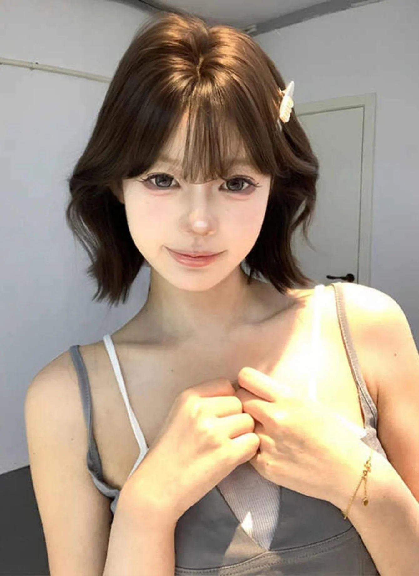 Synthetic Curly Bob Wig for Women Daily Use