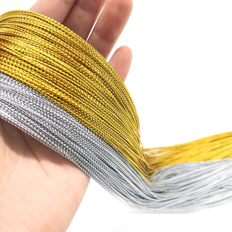 Packaging Cord 100m Rope Golden Silver Cord Gift Packaging String Metallic Jewelry Thread Cord DIY Tag Line Bracelet Making Label Mark Lanyard