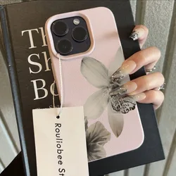 Elegant Black & White Floral Pattern Lichee Soft Phone Case Cover - iPhone 18 Pro Max (T11459 Pink)
