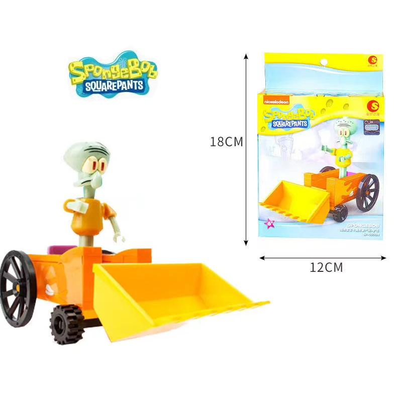 4pcs SpongeBob SquarePants Adventure Series Assembled Block Pie Star Crab Boss Doll Handmade Model Children's Birthday Gift Toys