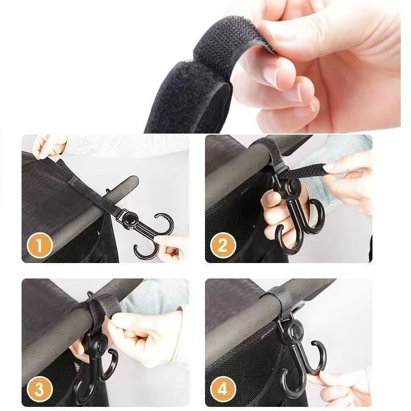 Houseeker 2pcs Electric Bike Hooks Baby Stroller Hanging Holder Shopping Cart Organizer Universal Hanging Buckle