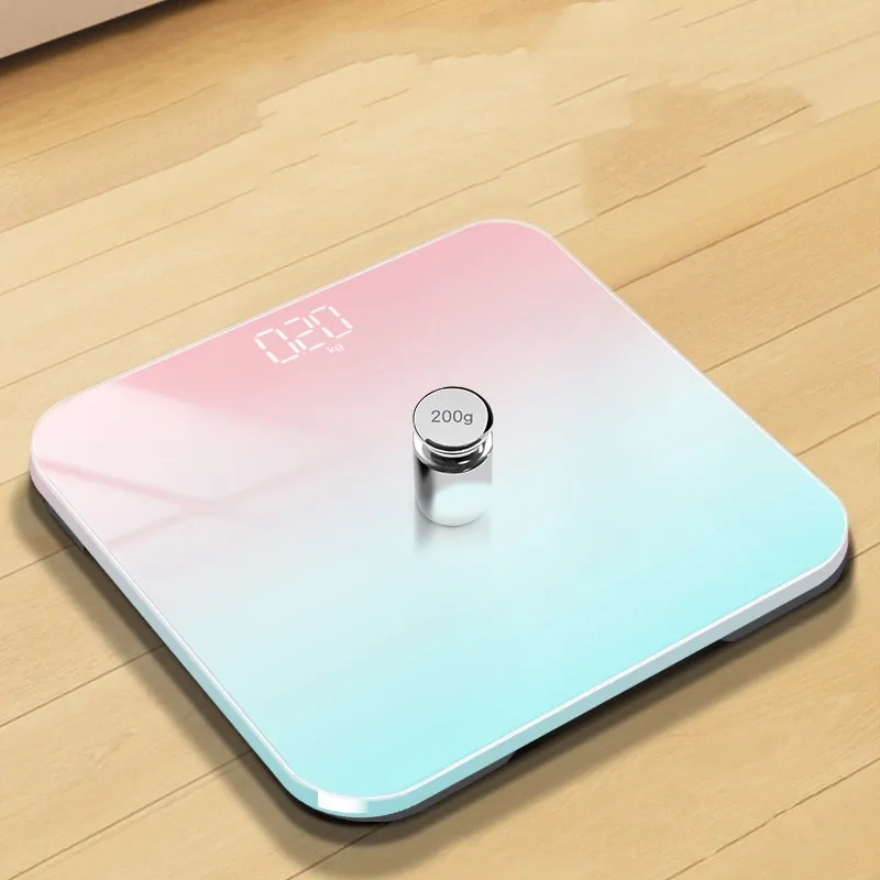 Pink Bathroom Scale Floor Digital Scale Weight Glass LED Smart Electronic Balance Weight