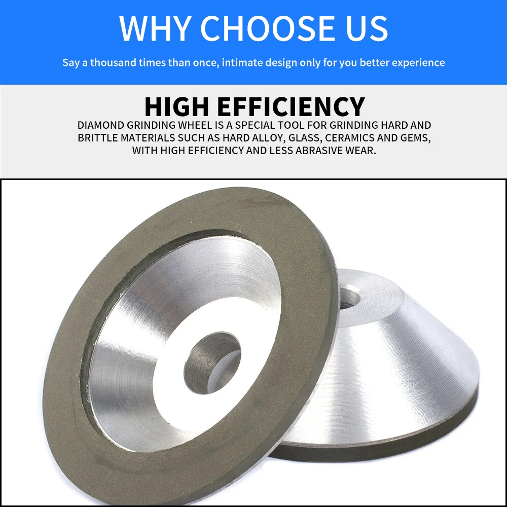 4''/5''/6'' Diamond Grinding Wheel Disc Cup Shape Grit 150-320 for Tungsten Steel Milling Cutter Tool Sharpener Grinder