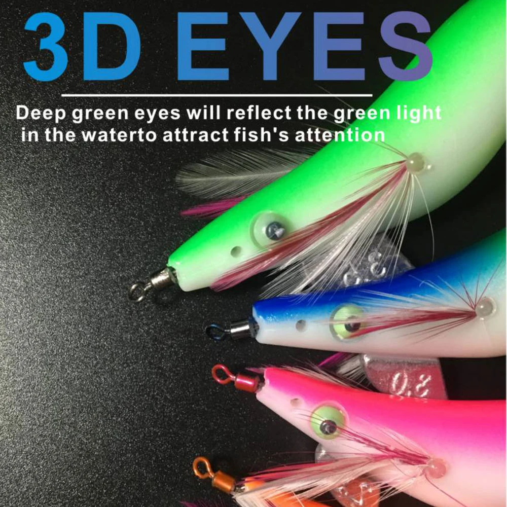 Topline Tackle Luminous Squid Jigs Lures Hook Fishing Shrimp Lure Bait  Silicon Octopus Vertical Slow Jigging Lures Set Saltwater