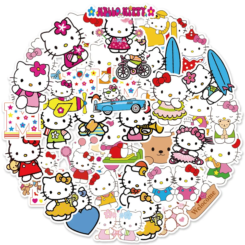 

10/30/50PCS Cute Aesthetic Hello Kitty Stickers Waterproof Graffiti Decals DIY Computer Laptop Sanrio Anime Fun Classic Sticker