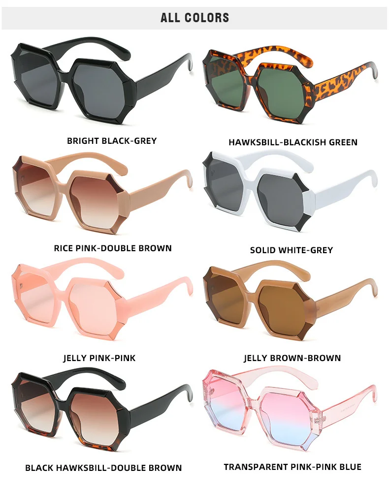 LONSY Vintage Oversize Round Sunglasses Women Luxury Brand Design Retro Sun Glasses Female Big Frame Shades Black Lady UV400 – Detail 9