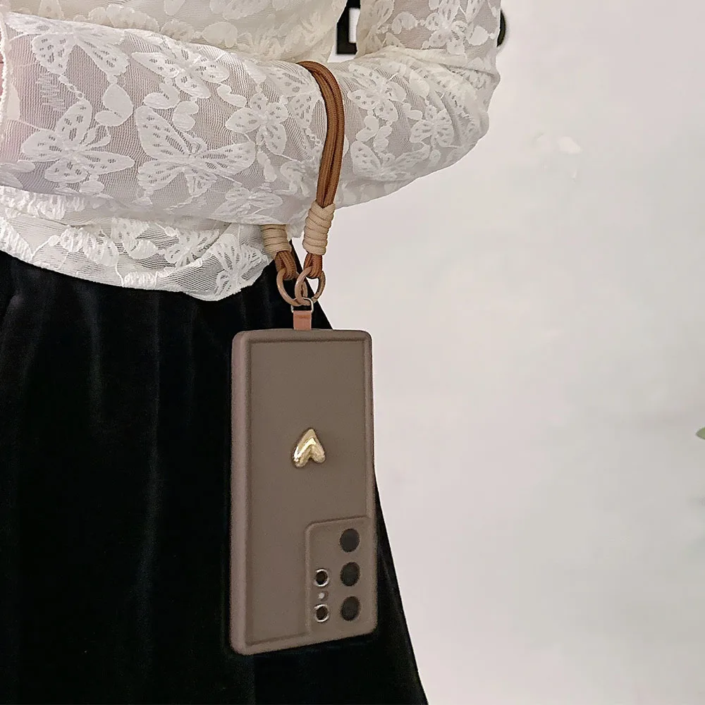 Heart Soft Phone Case with Lanyard Strap - Stylish and Protective Cover