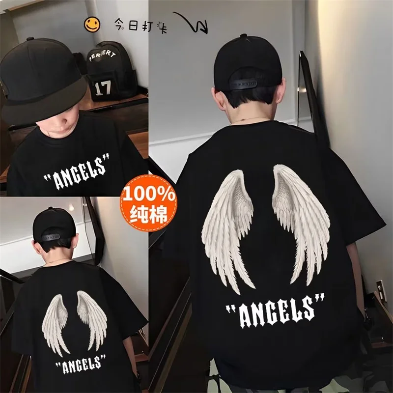 2023 Summer Children\'s Clothing Boys T Shirt Tops 100%Cotton Streetwear   Fashion Print Cartoon Tees Children\'s Short Sleeve
