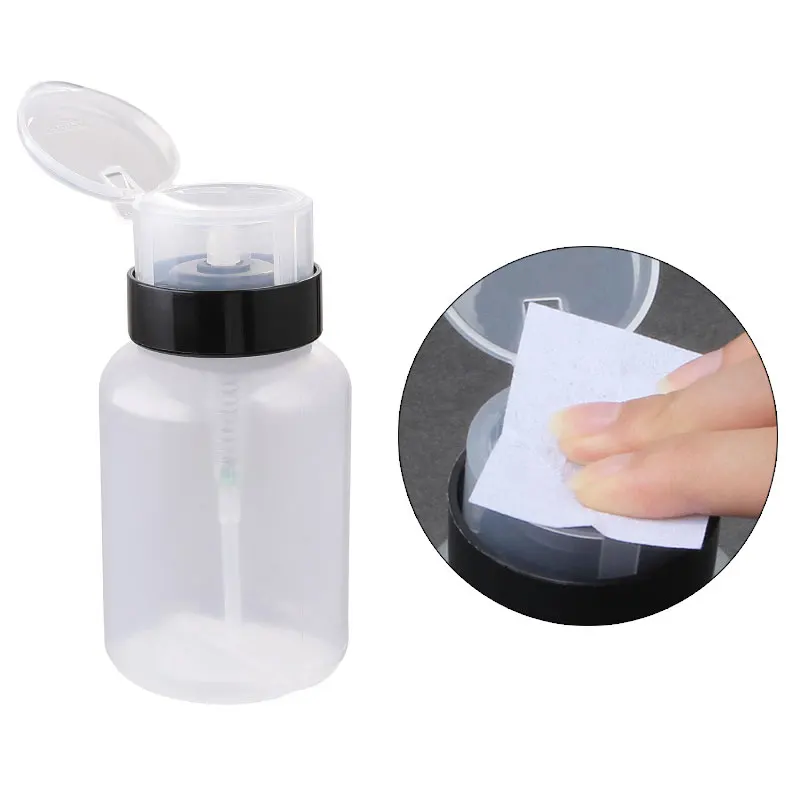 200ml Empty Pump Dispenser Refillable Polish Cleanser Remover Bottle UV Gel Nail Art Clean Liquid Acetone Bottle Nail Polish Remover Nail Gel Remover Refillable Press Pump Bottle