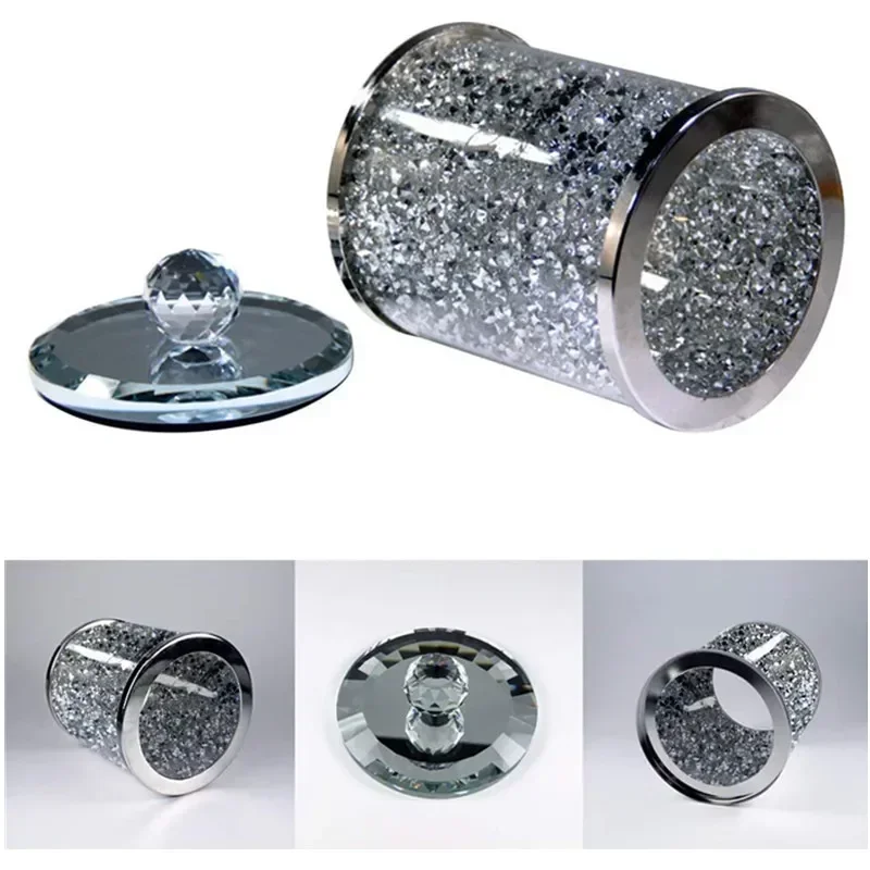 3PC Coffee Sugar Tea Storage Box Set Crystal Crushed Diamond Kitchen Storage Container Handmade Crystal Glass Coffee 4