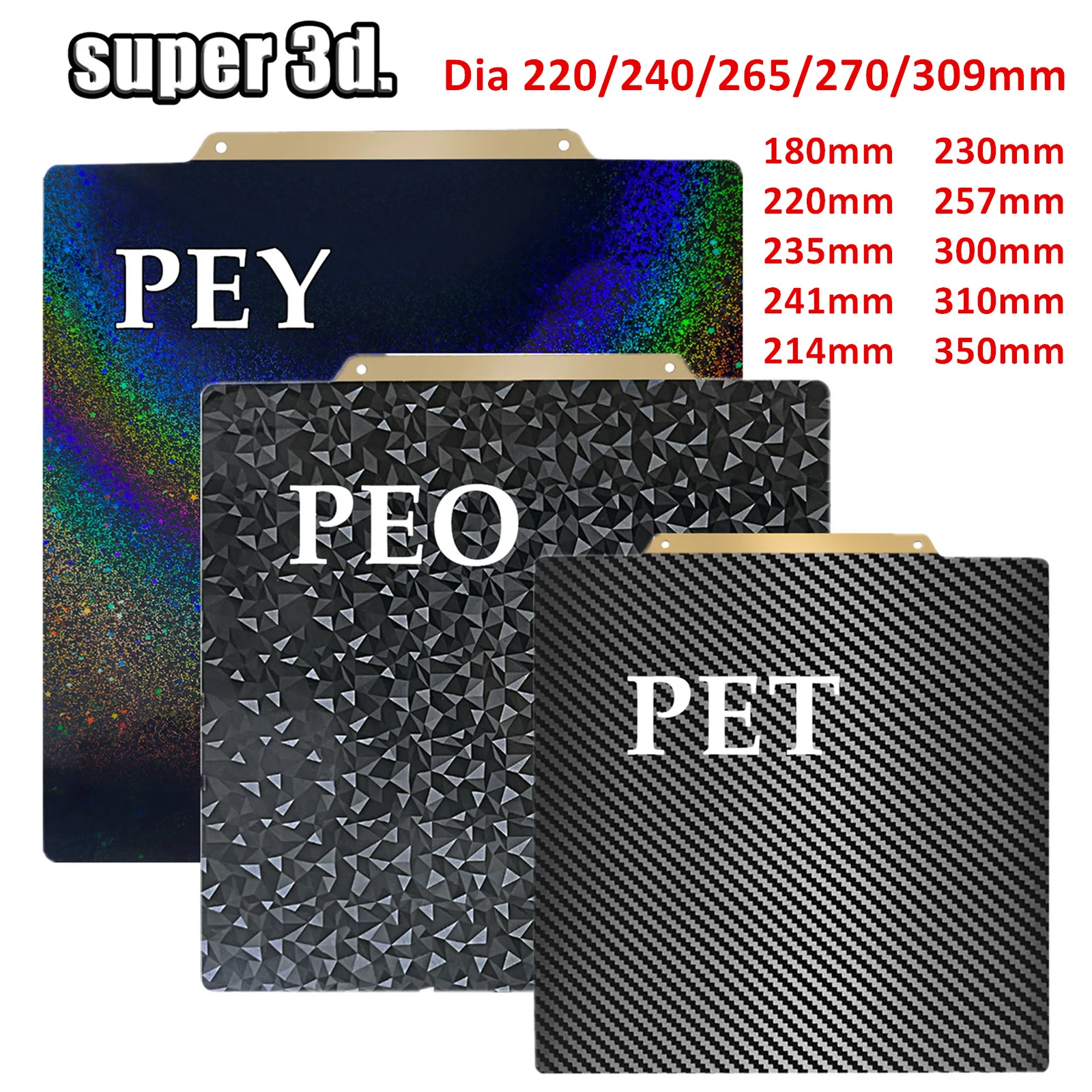 Square Round Plate PEO PET Mangetic Bed PEY Sheet For Creality K1 Max CR10 P1P Ender 3 Upgrade Prusa Voron Flsun PEO pei Sheet