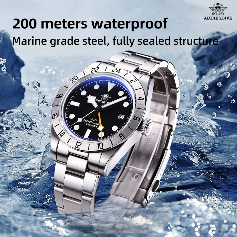 ADDIESDIVE AD2035 New GMT Watch for Men Quartz Wristwatch BGW9