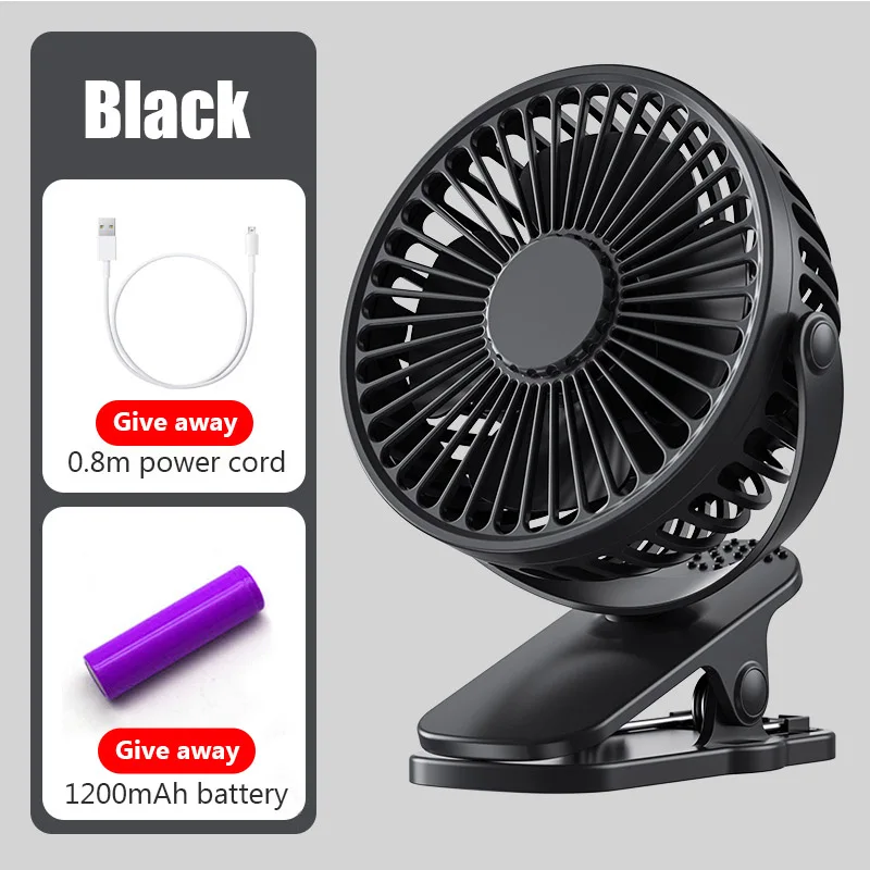 Ventilatore Portatile USB Con Clip E Luci - 5 Velocità, Batteria 10000 MAh, Autonomia 8 Ore | Per Bici, Ufficio, Spiaggia, Outdoor | Con Supporto E Cinghia