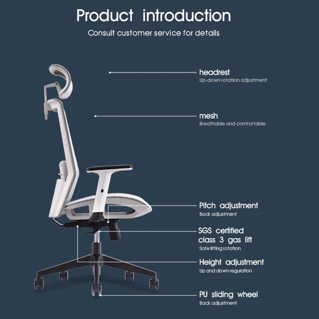 High Back Mesh Fabric Swivel Computer Desk Chair Luxury Ergonomic