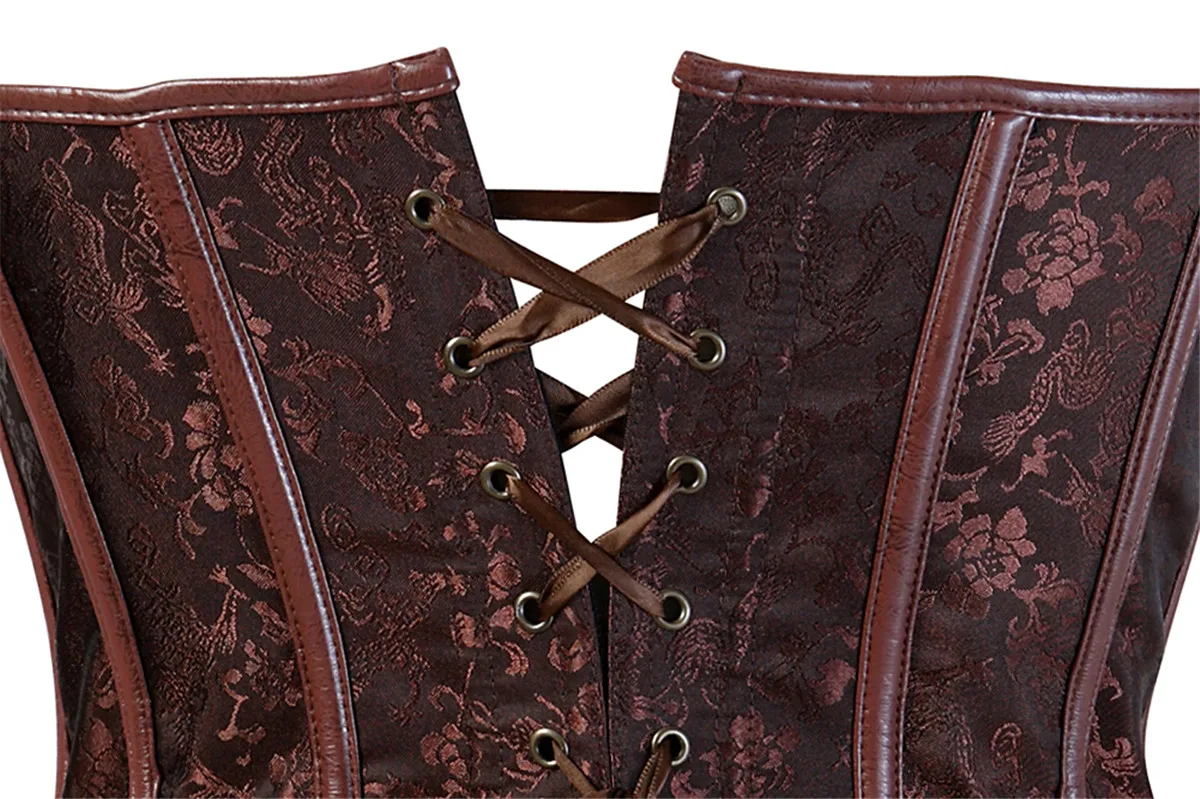 Corset Bustier Top Waist Corset Lace Corset Sapubonva Corset Bustier Steampunk Clothing Women Top Plus Size Vintage Outerwear Corselet Overbust Pirate Costume Brown Black