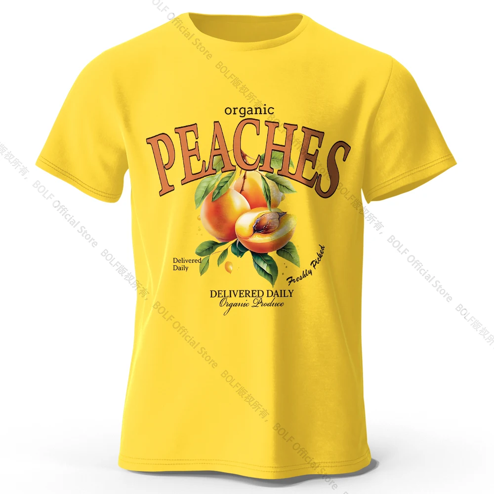 Lightweight Yellow Peach Watercolor Graphic Cotton Tee - Breathable & Trendy Summer Top