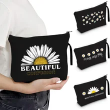 

Female Bridesmaid Cosmetics Travel Storage Bag Make Up Canvas Portable Handbag Beauty Pack Daisy Series Organizer Toiletry Cases