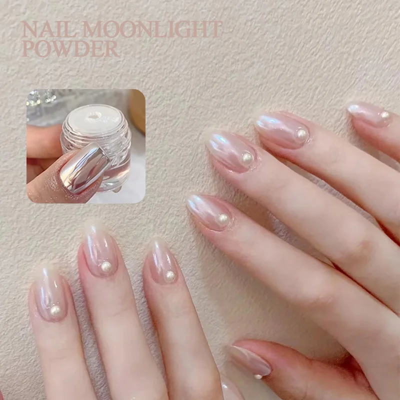 TSZS White Chrome Pearl Nail Powder Shimmer Glitter Wedding Bride Nail Design Rubbing Dust Mirror Effect Fairy Powder DIY