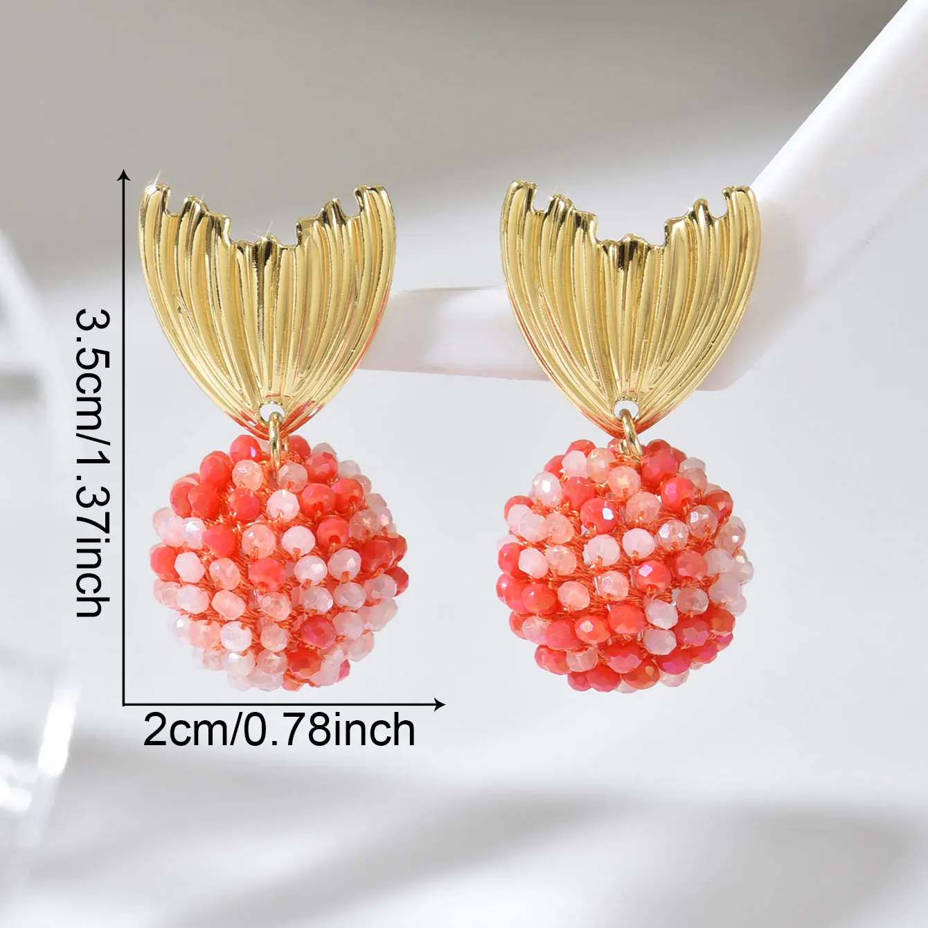 Bohemian Handmade Fish Tail Ball Crystal Beads Earrings for Women Elegant Shiny Drop Earrings Summer Holiday Jewelry Accessories