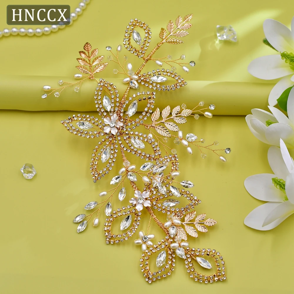 HNCCX  Alloy Leaves Bridal Headband Rhinestone Flower Headpiece Wedding Hair Accessories Bridal Tiara Bride Hair Tiara CP305