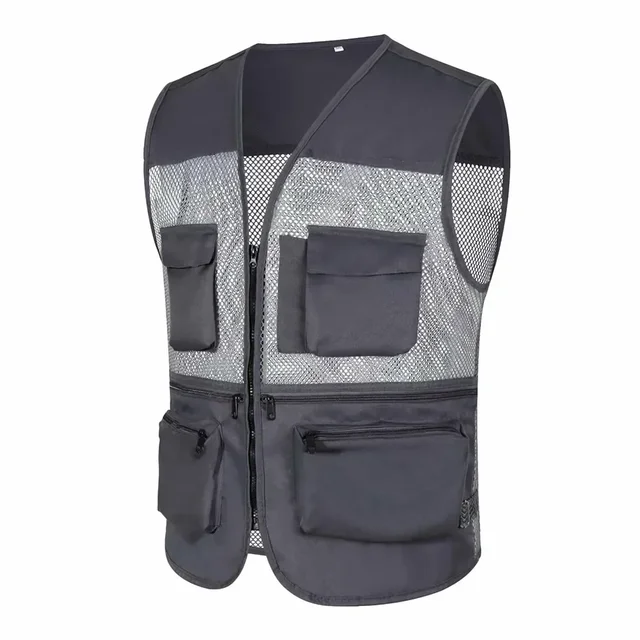 Men's Summer Mesh Fishing Vest Photography Works Multi Pocket Outdoor Journalist Vest Sleeveless Jacket 4
