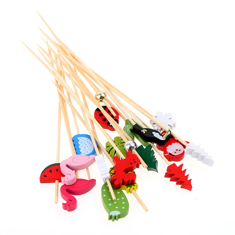 Bamboo Pick Buffet Cupcake Fruit Fork Party Dessert Salad Stick 100pcs12cm bamboo skewer food toothpick