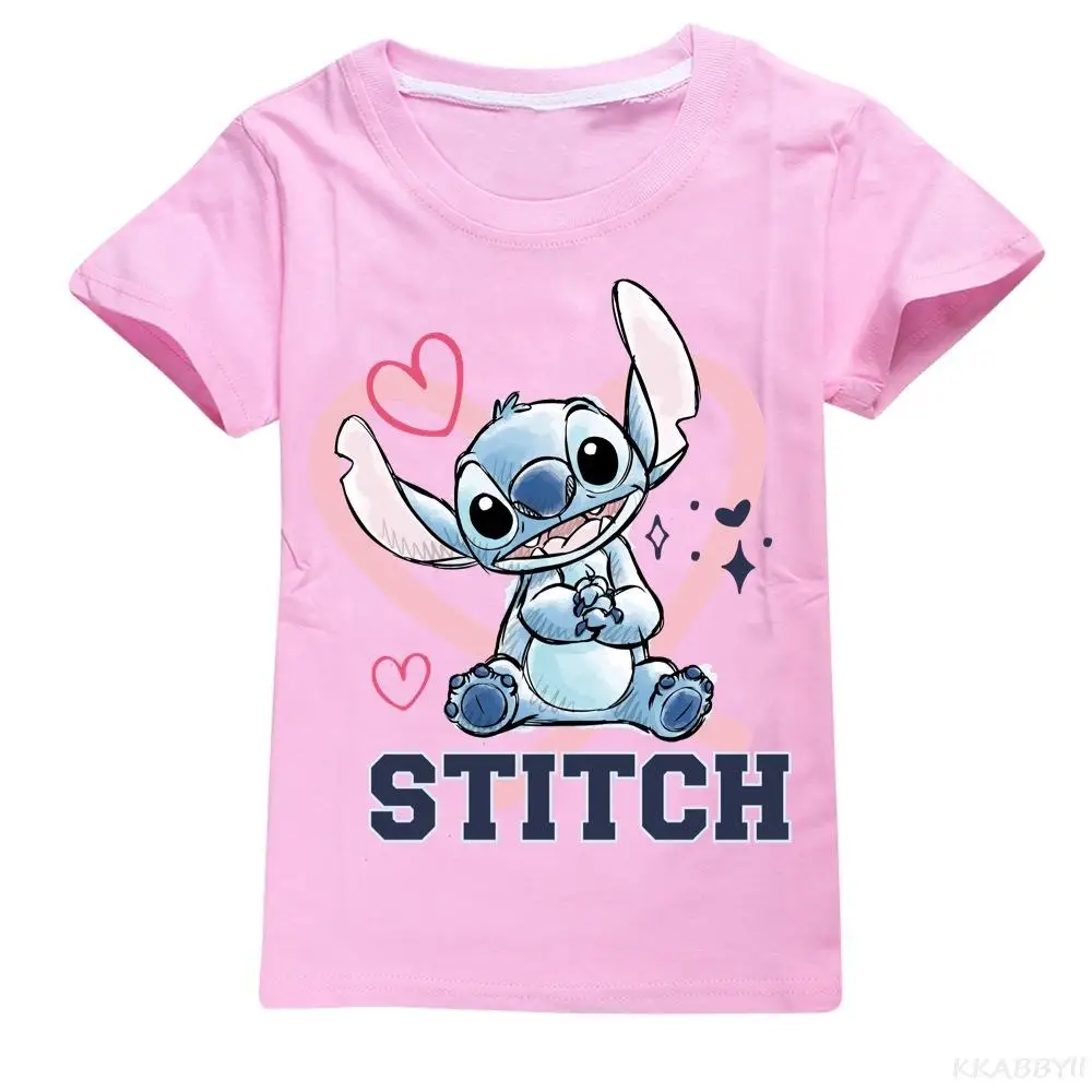 Stitch T-shirt Baby Boys Summer Clothes Toddler Girls Casual Tops Children Short Sleeve Cotton T Shirts