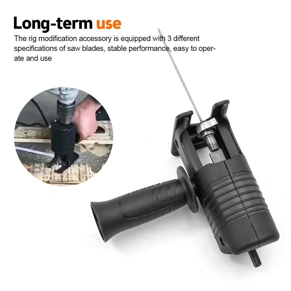 Portable Reciprocating Electric Saw Adapter Electric Drill Modified Tool Attachment with 3 Saw Blades for Wood Metal Cutting 3